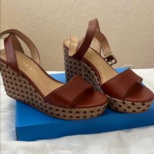 Jack Rogers Brown Platform Sandals with Ankle Strap